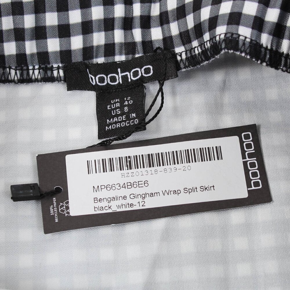 🔴 Boohoo Bengaline Gingham Wrap Split Skirt - Size 8 - NWT - Picture 5 of 10